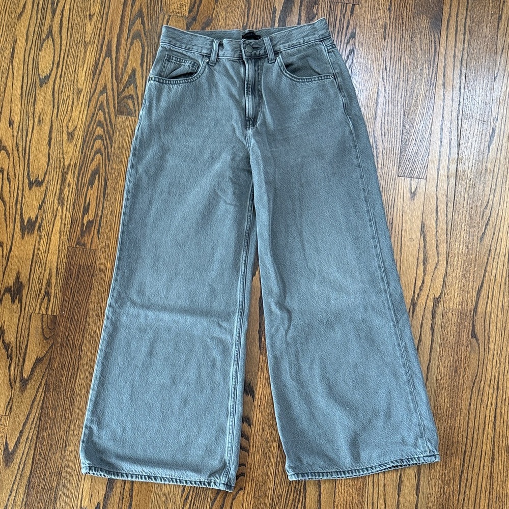 B30 Uniqlo Women 25 Gray Flare & Wide Leg Jeans Denim Soft Streetwear